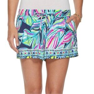Lilly Pulitzer Katia Short in High Tide Navy Dancing Lady Size Small
